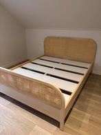 Bed 160x200 hout met rotan, Ophalen, Bohemian vintage, 160 cm, Nieuw