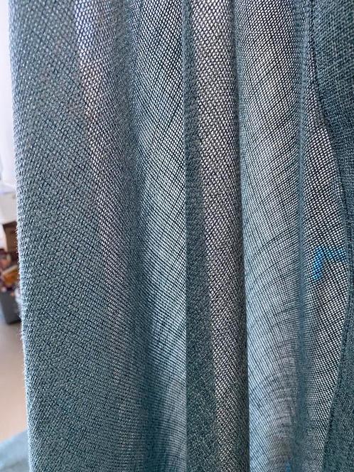Blauw/groen ‘in between’ gordijnen - linnen look, Huis en Inrichting, Stoffering | Gordijnen en Lamellen, Zo goed als nieuw, 200 cm of meer