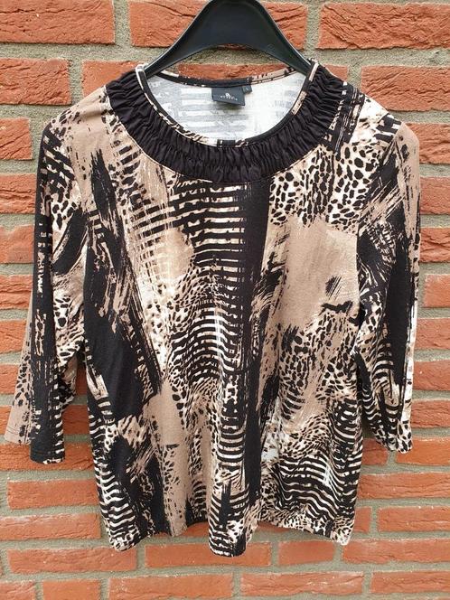 Brandtex top maat L in zwart met bruintinten., Kleding | Dames, Tops, Zo goed als nieuw, Maat 42/44 (L), Bruin, Lange mouw, Ophalen of Verzenden