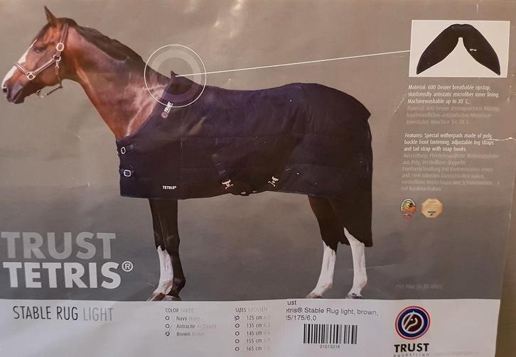 Paardendeken TRUST Stable Rug Light 125/175/6.0 Bruin OP=OP!, Dieren en Toebehoren, Paarden en Pony's | Dekens en Dekjes, Nieuw