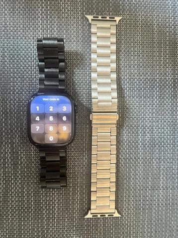 Apple Watch Bandje 42-46mm – zilver & zwart beschikbaar voor biedingen