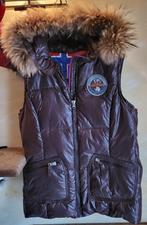 NAPAPIJRI mouwloos donsjack met kap met bontafwerking XL, Bruin, Maat 46/48 (XL) of groter, Ophalen of Verzenden, Zo goed als nieuw