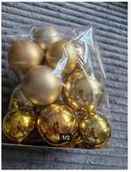15 gouden kerstballen, Kerstman, Onbekend, Ophalen of Verzenden, Zo goed als nieuw