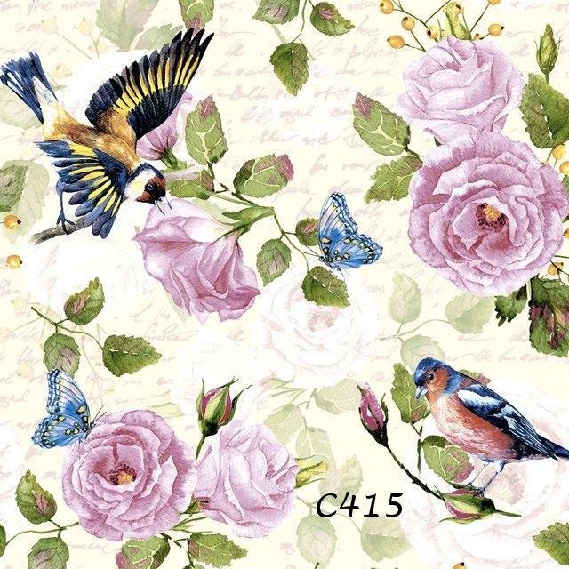 Servetten decoupage/bullet journal – vogels + vlinders C415, Hobby en Vrije tijd, Knutselen, Nieuw, Materiaal, Verzenden