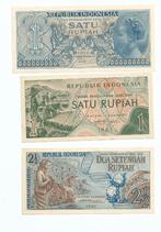Indonesia 1 roepiah 1956, 1 & 2 1/2 roepiah 1961 - UNC, Postzegels en Munten, Bankbiljetten | Azië, Verzenden, Zuidoost-Azië