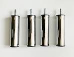 4 chromen meubelpoten (H15 x Ø4 cm), Ophalen of Verzenden, Gebruikt, 100 tot 250 mm, Overige typen