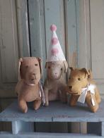 3 x Antieke speelgoed hond .Stro, Ophalen of Verzenden