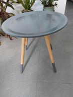 Bijzettafeltje grijs eiken, Ophalen, Gebruikt, Rond, Minder dan 55 cm