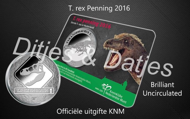 T. Rex Penning in coincard, Postzegels en Munten, Penningen en Medailles, Overige materialen, Ophalen of Verzenden