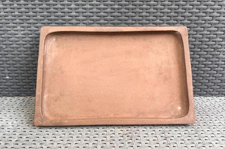 Bonsai onderzetter bruin ongeglazuurd aardewerk 36,3x23,5x3, Tuin en Terras, Bloempotten, Zo goed als nieuw, Aardewerk, Binnen