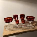 Vintage Rode Glazen Set - 6 Stuks, Ophalen of Verzenden