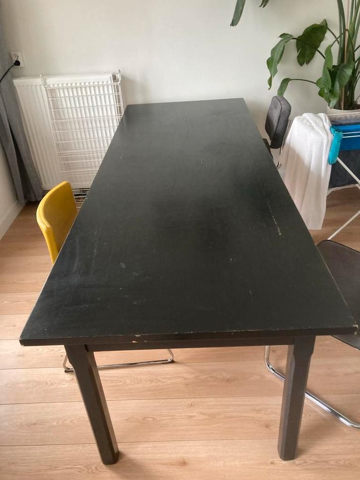 Eettafel hout zwart (gratis), Huis en Inrichting, Tafels | Eettafels, Gebruikt, 50 tot 100 cm, 200 cm of meer, Rechthoekig, Ophalen