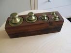 Set Messing/Koper gewichten in houder, Antiek en Kunst, Antiek | Gereedschap en Instrumenten, Ophalen of Verzenden