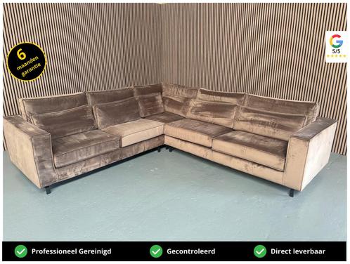 GRATIS LEVERING Velvet Hoekbank Bruin 340x310 GEREINIGD, Huis en Inrichting, Banken | Bankstellen, Zo goed als nieuw, Hoekbank