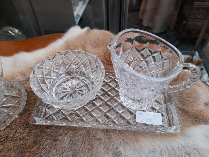 Mooie kristallen room set 3 delig, Antiek en Kunst, Antiek | Glas en Kristal, Ophalen of Verzenden
