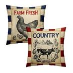 Set van 2 kussenhoezen COUNTRY 45 x 45 cm, Verzenden, Nieuw, Overige kleuren, Vierkant