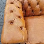 Chesterfield bank cognac bruin leer + BEZORGING GRATIS, Gebruikt, Chesterfield, Ophalen of Verzenden, Rechte bank
