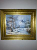 Winterlandschap Schilderij met Gouden Lijst, Ophalen of Verzenden