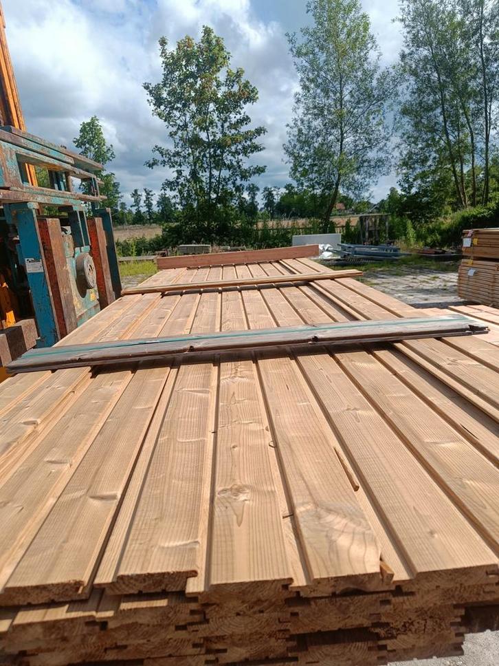 Thermisch gemodificeerd vuren channelsiding 19x91mm, Tuin en Terras, Palen, Balken en Planken, Nieuw, Planken, 250 cm of meer