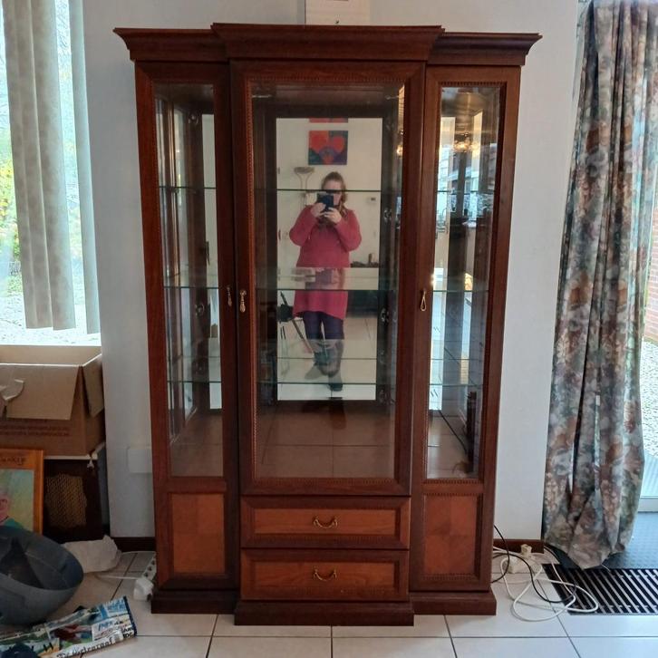Vitrinekast, Huis en Inrichting, Kasten | Vitrinekasten, Gebruikt, 150 tot 200 cm, 100 tot 150 cm, 25 tot 50 cm, Met lade(s), Met deur(en)