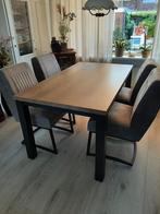 Eettafel rechthoekig met zwart stalen poten., Huis en Inrichting, Tafels | Eettafels, Ophalen, 50 tot 100 cm, Zo goed als nieuw