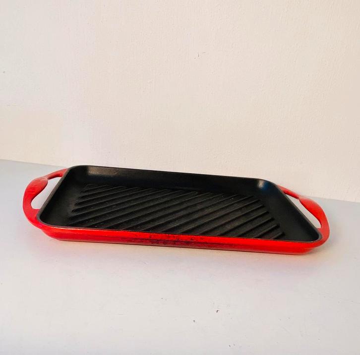 Le Creuset ribbel pan van gietijzer, Huis en Inrichting, Keuken | Potten en Pannen, Gebruikt, Koekenpan of Braadpan, Gietijzer