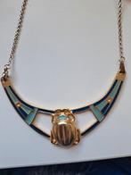 Vintage Egyptische scarabee ketting, Ophalen of Verzenden, Zo goed als nieuw, Overige materialen