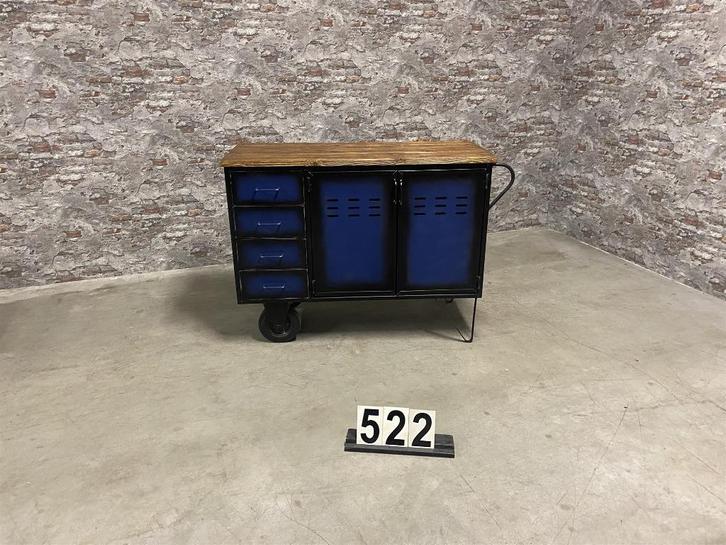 Industriële retro vintage trolley/koffiewagen/dressoir nr522, Huis en Inrichting, Kasten | Dressoirs, Nieuw, 100 tot 150 cm, 50 tot 75 cm