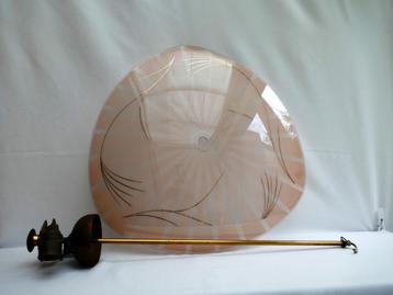 Hanglamp - plafonnière jaren 50 België - koper glas  beschikbaar voor biedingen