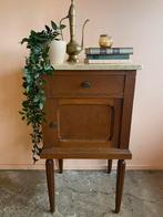 Vintage houten kastje met een beige marmeren blad, Ophalen, Gebruikt