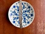 Delfts blauwe presenteerschaal met zilveren hengsel, Porselein of Keramiek, Schaal, Rond, Ophalen of Verzenden