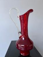 VINTAGE MID CENTURY MURANO GLAS RIJBIJN ROOD GLAZEN KAN VAAS, Antiek en Kunst, Antiek | Vazen, Ophalen of Verzenden