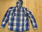 Petrol geruite blouse met capuchon, Petrol, Overhemd of Blouse, Ophalen of Verzenden, Zo goed als nieuw