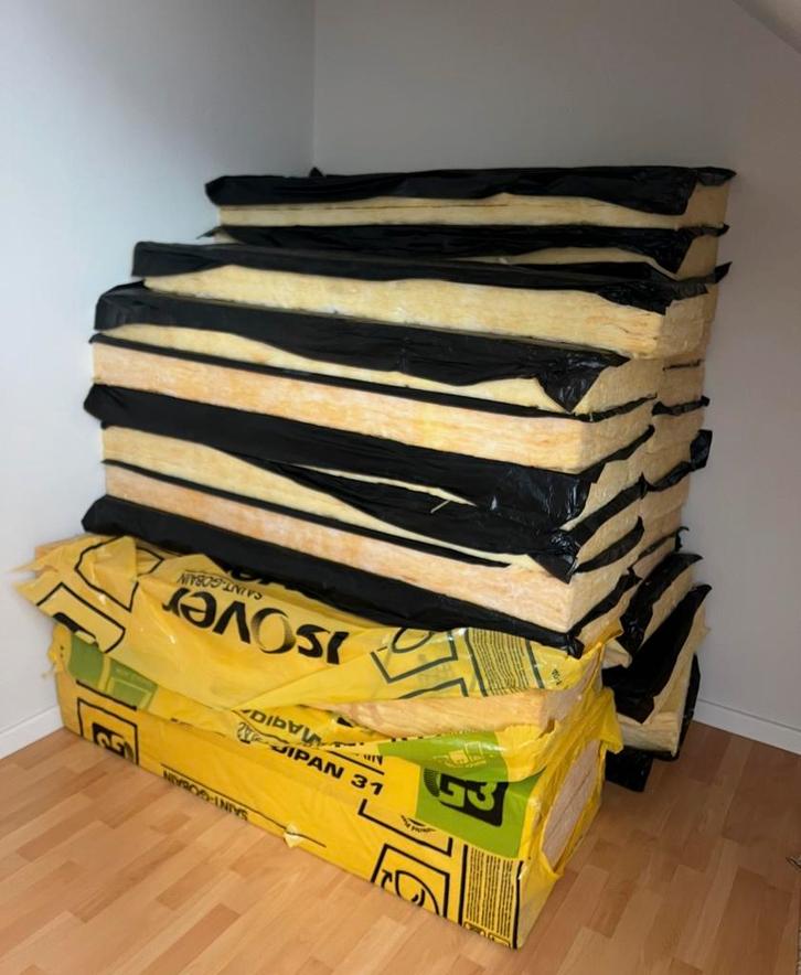 Te koop   Isoleer materiaal glasvezel en glaswol, Doe-het-zelf en Verbouw, Isolatie en Afdichting, Zo goed als nieuw, Glaswol