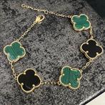 18 karaat gouden armband klavervier groen zwart