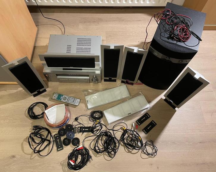 Compleet: Pioneer receiver VSX-D814 volledige surroundset, Audio, Tv en Foto, Versterkers en Receivers, Zo goed als nieuw, 120 watt of meer