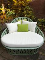 Lounge stoel tuin wicker incl kussens groen, Tuin en Terras, Gebruikt, Loungeset, Wicker, Stoel