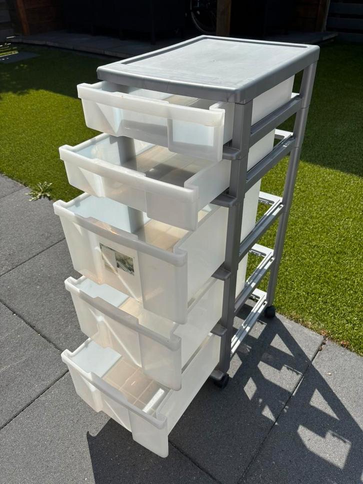 Iris Kunststof Opbergkast met Lades, Tuin en Terras, Bergingen en Tuinkasten, Gebruikt, Overige typen, Kunststof, Ophalen