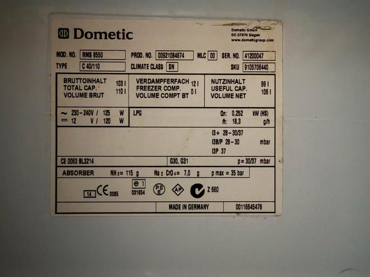 Dometic Camper Koelkast - Model RMS 8550, Caravans en Kamperen, Camper-accessoires, Gebruikt, Ophalen