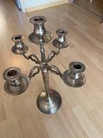 Grote zware kandelaar zilverkleurig, 5 kaarsen, Ophalen of Verzenden, Zo goed als nieuw, Metaal, 50 tot 75 cm