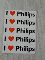 stickervel met 5 stickers I love Philips, Verzamelen, Stickers, Ophalen of Verzenden, Zo goed als nieuw, Bedrijf of Vereniging