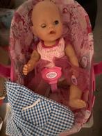 Baby Born pop met Maxi Cosi en extra pop, Ophalen of Verzenden, Gebruikt, Babypop, Levensecht of Reborn