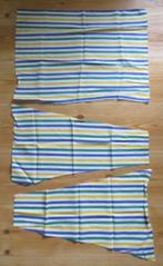 3 lapjes vintage stof (jaren 60) wit geel blauw groen gestr., Hobby en Vrije tijd, Wit, Ophalen of Verzenden, Zo goed als nieuw