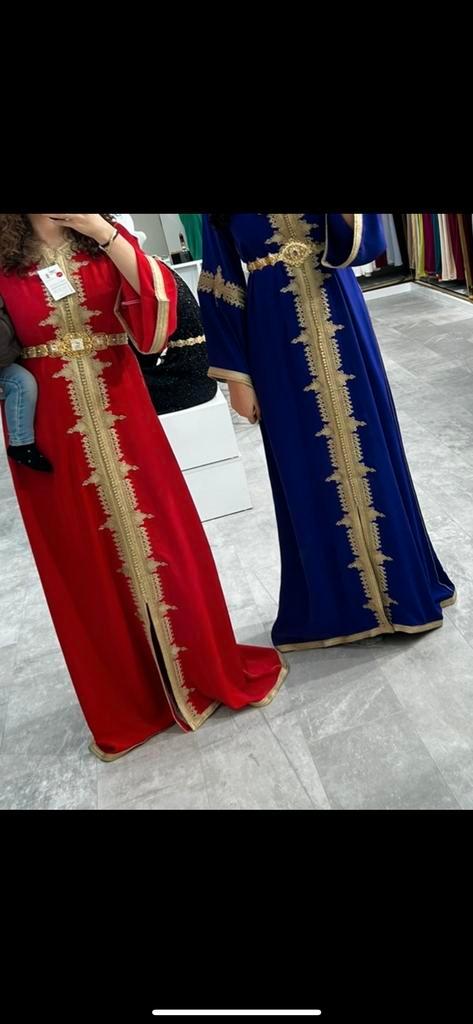 2 Prachtige kaftans - paars & rood met goud, Kleding | Dames, Jurken, Gedragen, Paars, Boven de knie, Ophalen of Verzenden