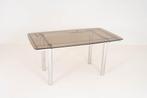 Eettafel chroom met rookglas, Huis en Inrichting, Tafels | Eettafels, Ophalen, 50 tot 100 cm, Vijf personen of meer, Rechthoekig