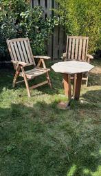 Driedelige grenen houten tuinset, ligstoelen met tafel, Tuin en Terras, Gebruikt, Tuinset, Hout, Ophalen