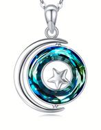 Kristal Maan ster hanger met ketting 925 sterling zilver, Overige voorstellingen, Nieuw, Ophalen of Verzenden, Zilver