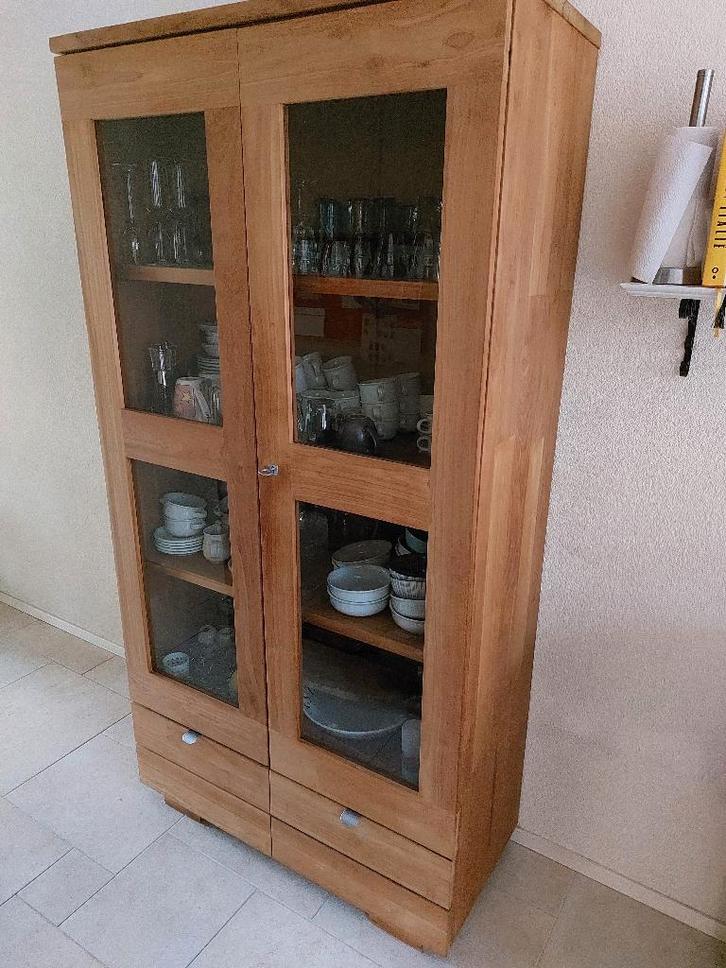 Mooie servies / vitrine / buffetkast (excl. inhoud), Huis en Inrichting, Kasten | Vitrinekasten, Gebruikt, 200 cm of meer, 50 tot 100 cm