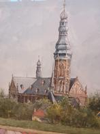 Schilderij: Kerk en Tulpenvelden in Lisse, Antiek en Kunst, Ophalen