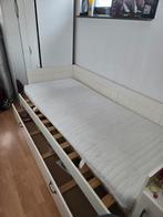 Eenpersoonsbed met lade, opslag en matras, Huis en Inrichting, Slaapkamer | Slaapbanken, Gebruikt, 90 cm, Eenpersoons, Wit